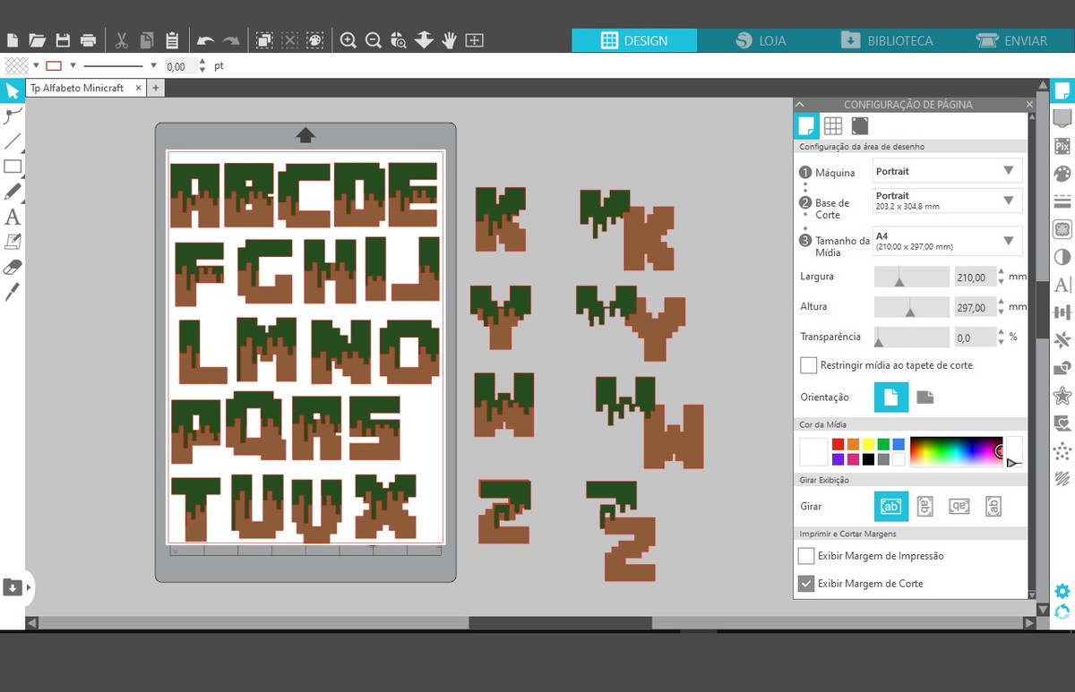Arquivo Silhouette Topo de Bolo Alfabeto Minecraft - Imagem 2