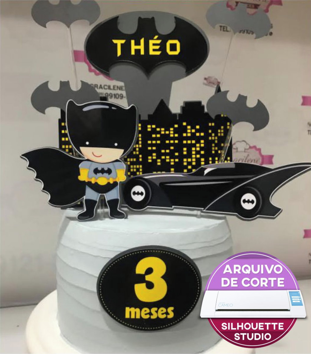 Arquivo silhouette topo de bolo batman cute 01