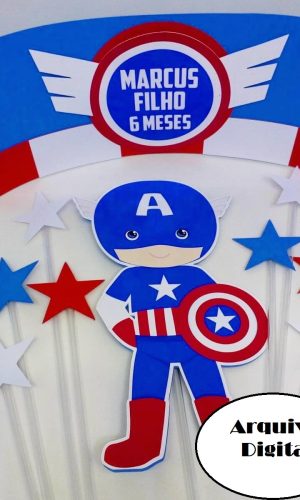 Arquivo Silhouette Topo De Bolo Capitão América Cute Herói