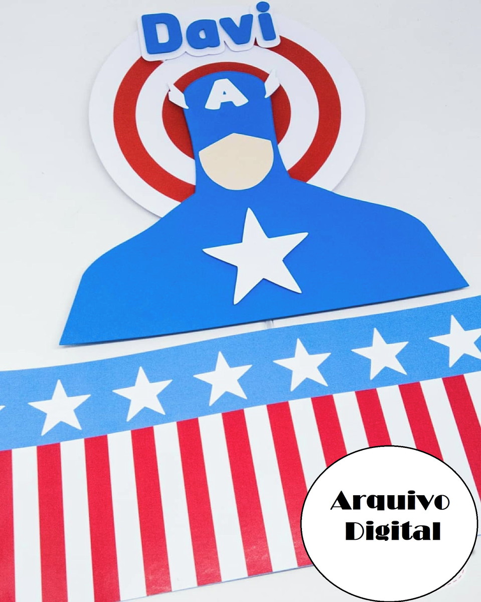 Arquivo Silhouette Topo De Bolo Capitão América Super Herói