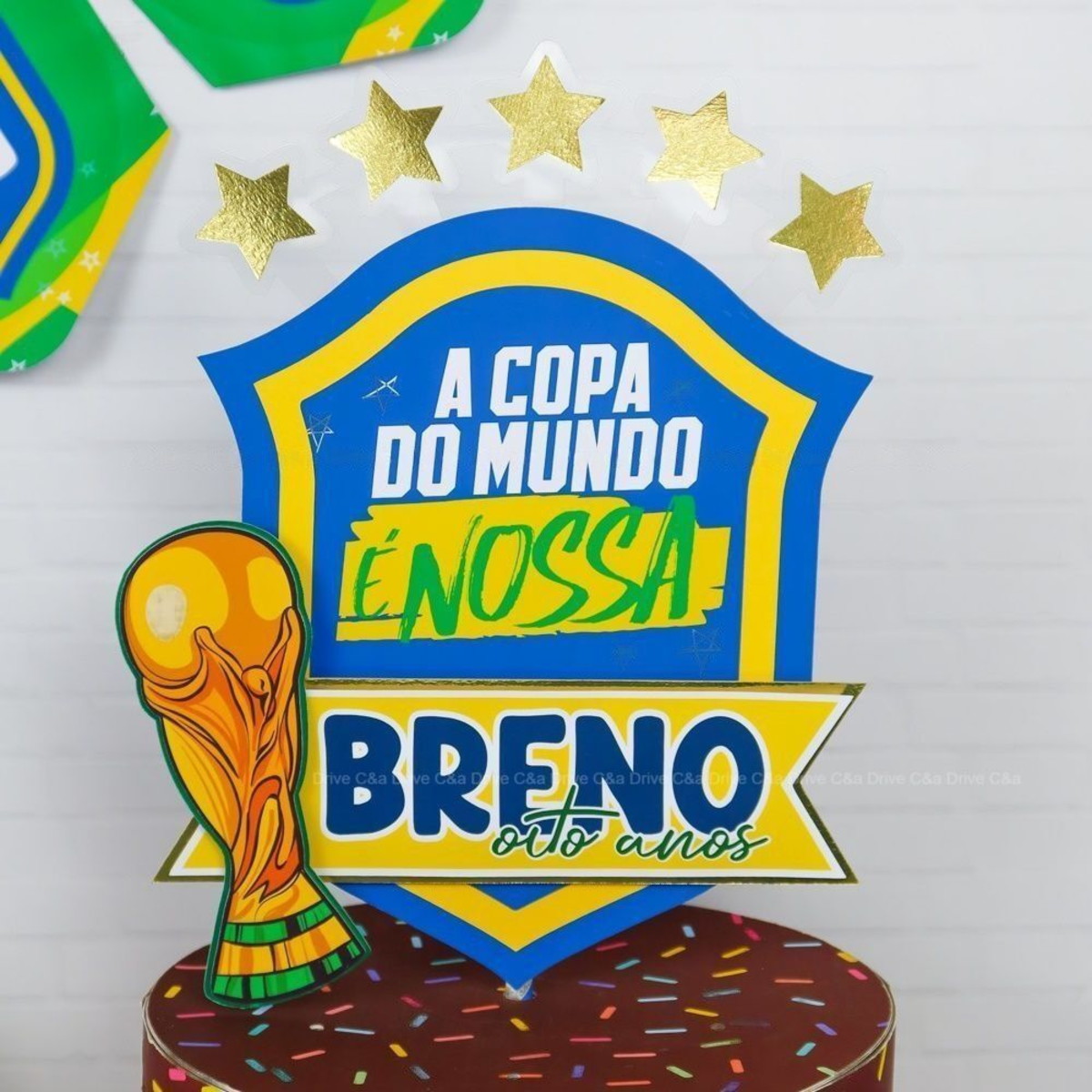 Arquivo Silhouette Topo de Bolo Copa do Mundo Futebol Brasil
