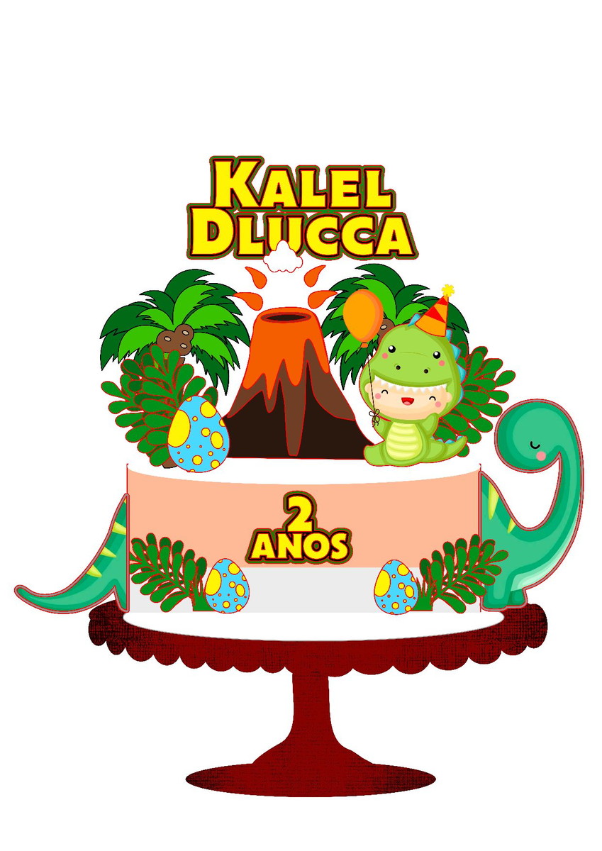 Arquivo Silhouette Topo de Bolo Dinossauro Baby - Imagem 3