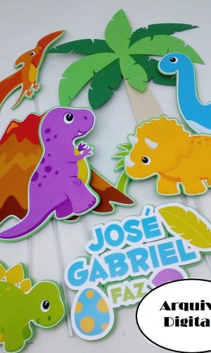 Arquivo Silhouette Topo De Bolo Dinossauros Cute Jurassic