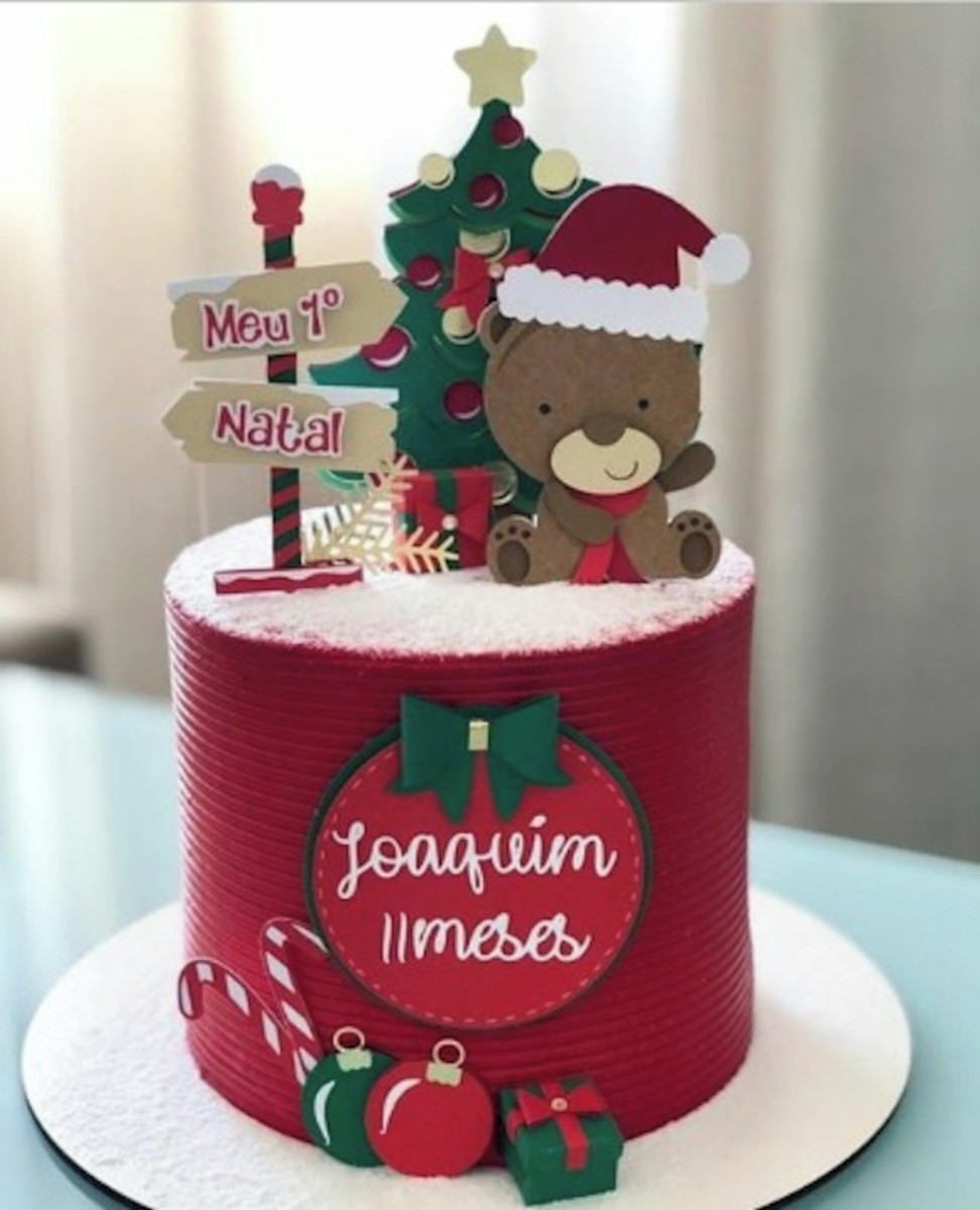 Arquivo Silhouette Topo de Bolo em Camada Ursinho Cute Natal