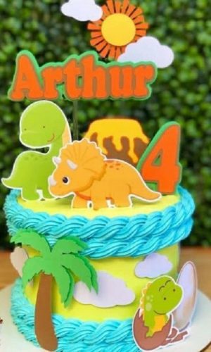 Arquivo silhouette topo de bolo em camadas Dinossauro 02