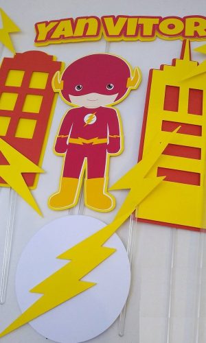 Arquivo Silhouette Topo De Bolo Flash Cute Super Herói
