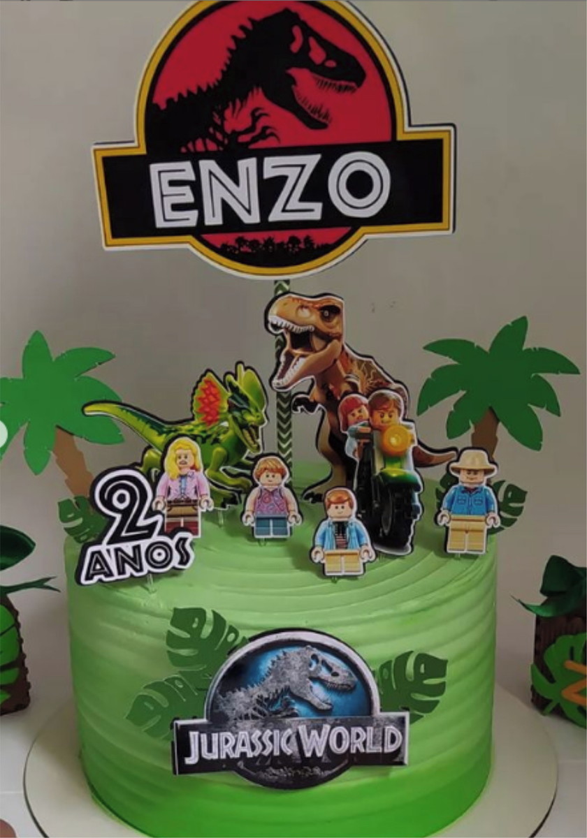 Arquivo Silhouette Topo de Bolo Jurassic Lego Studio