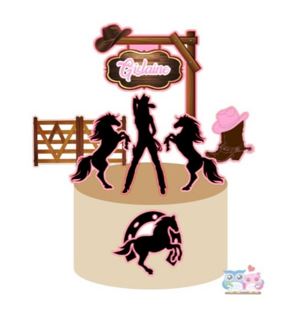 Arquivo Silhouette Topo de Bolo Menina Country
