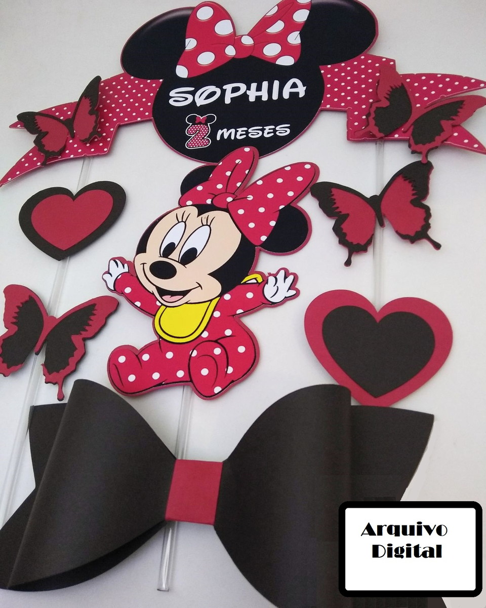 Arquivo Silhouette Topo de Bolo Minnie Baby Minnie Cute