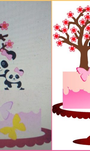 Arquivo Silhouette Topo de Bolo Primavera Panda