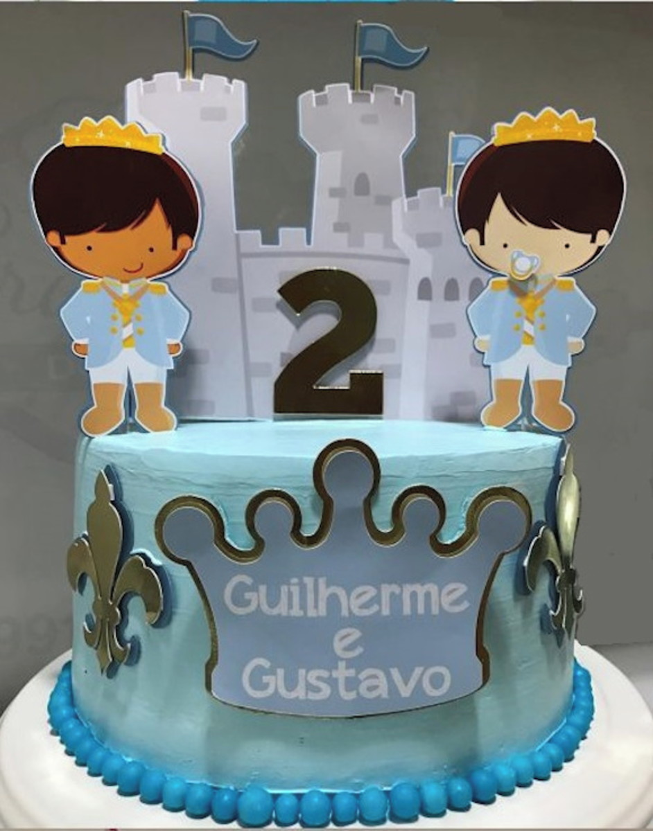 Arquivo Silhouette Topo de Bolo Príncipes Gêmeos Meninos