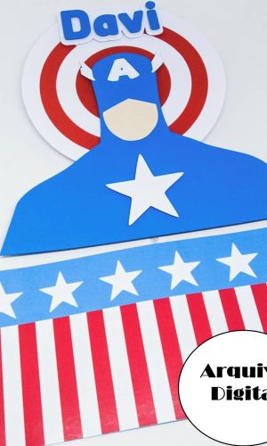 Arquivo Silhouette Topo de Bolo Super Herói Capitão América