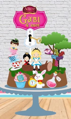 368- Arquivo Topo de Bolo Alice País das Maravilhas 1
