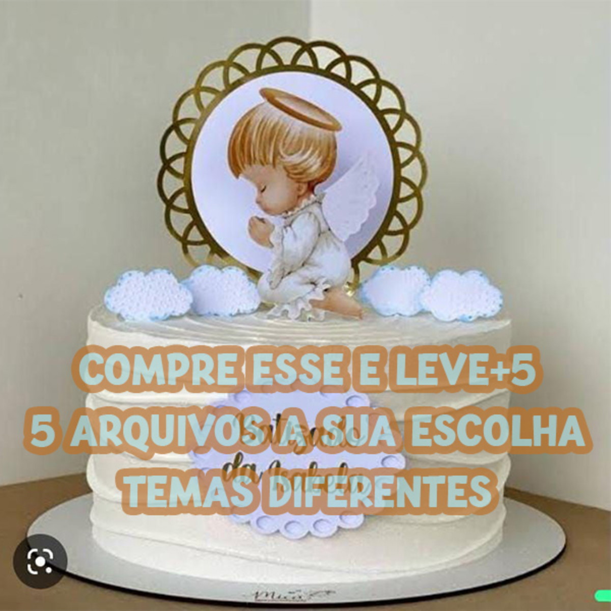 Arquivo Topo de Bolo Anjinho Batizado .studio
