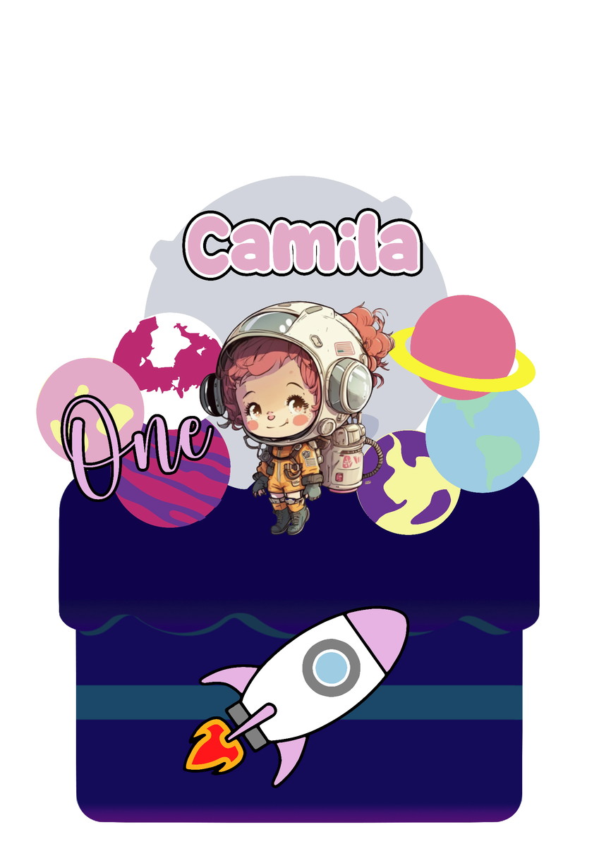 Arquivo Topo de Bolo Astronauta Menina