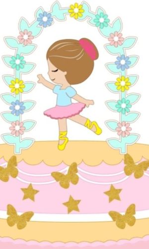 Arquivo Topo de Bolo Bailarina Cute Camadas STUDIO COD.:1099