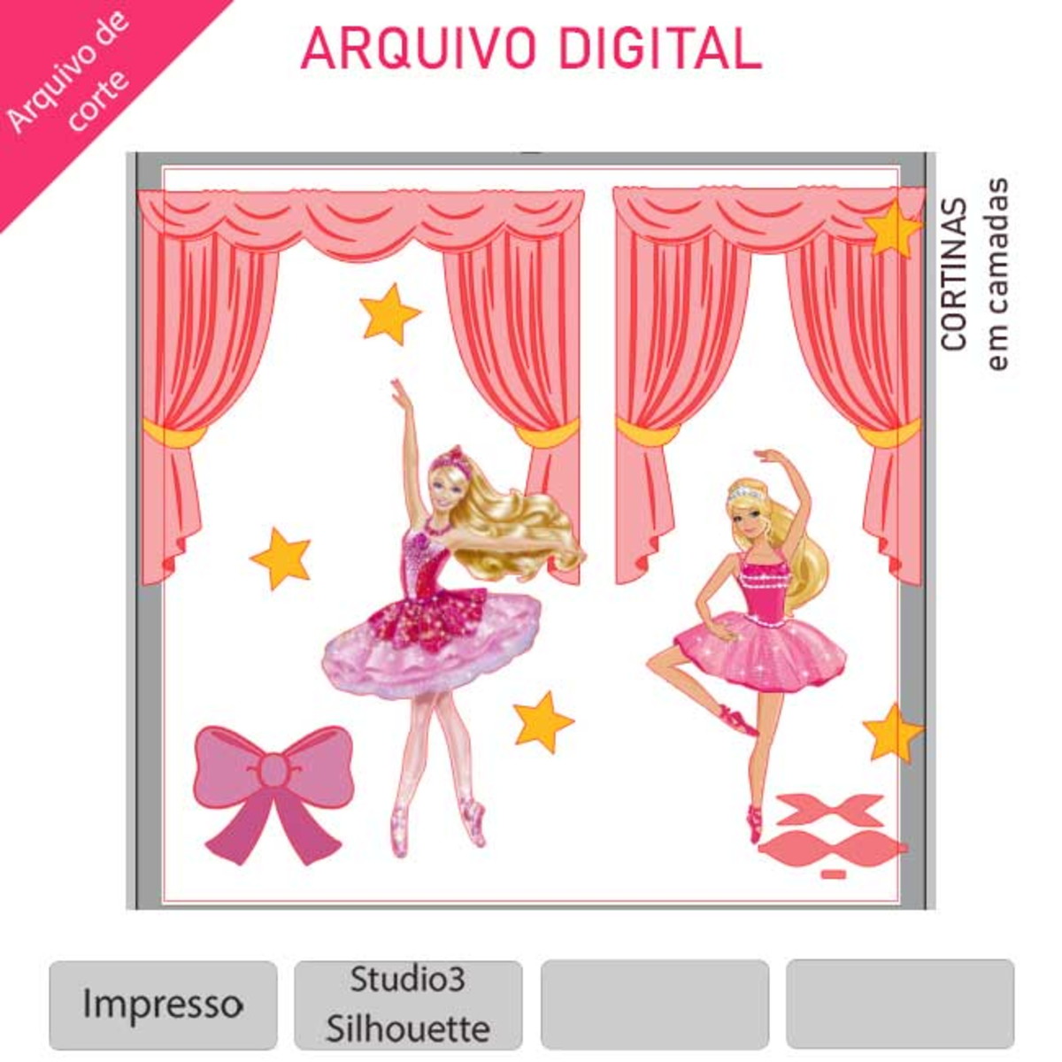 ARQUIVO Topo de bolo Barbie Bailarina +1 tema da loja - Imagem 2