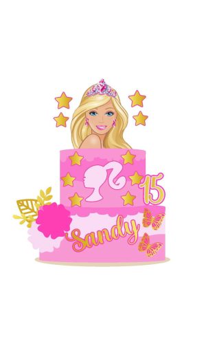 Arquivo Topo De Bolo Barbie Com Rosas 3d