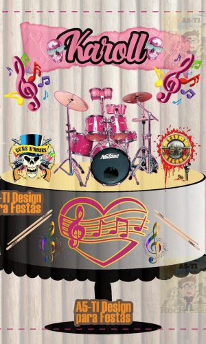 Arquivo Topo de Bolo Baterista Mulher Ref: 458