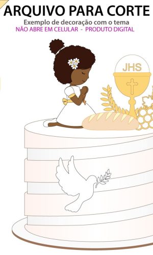 Arquivo Topo de Bolo Batizado Menina Rezando +1 Arquivo da l