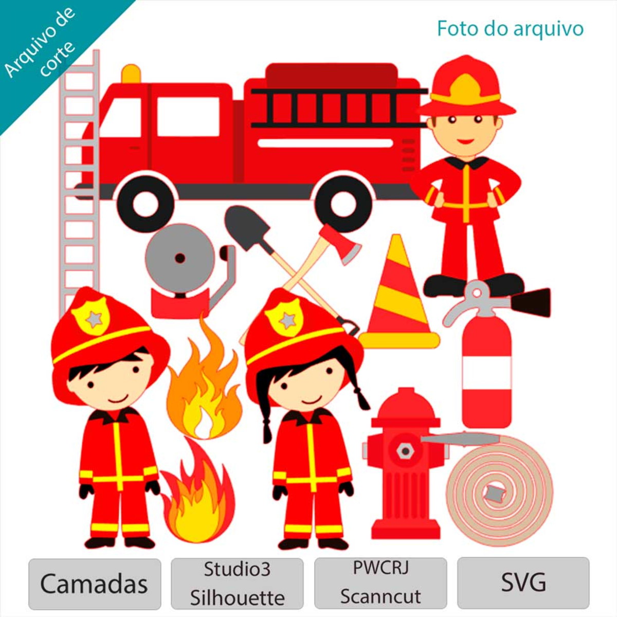 Arquivo Topo de bolo Bombeiros em Camadas +1 tema da loja - Imagem 2