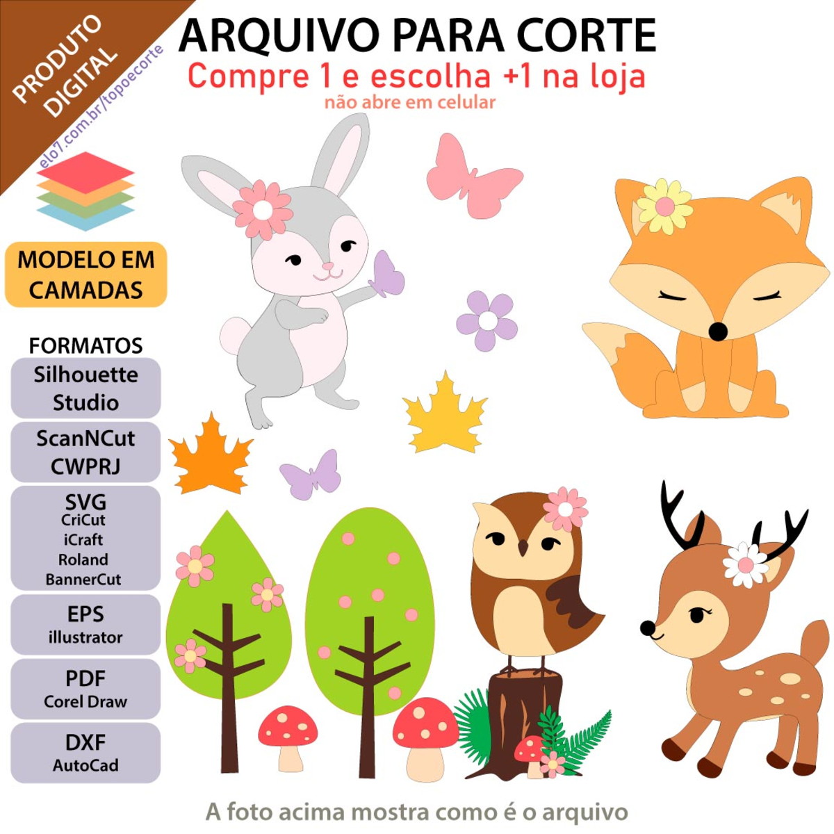 ARQUIVO Topo de bolo Bosque Encantado +1 arquivo da loja - Imagem 2