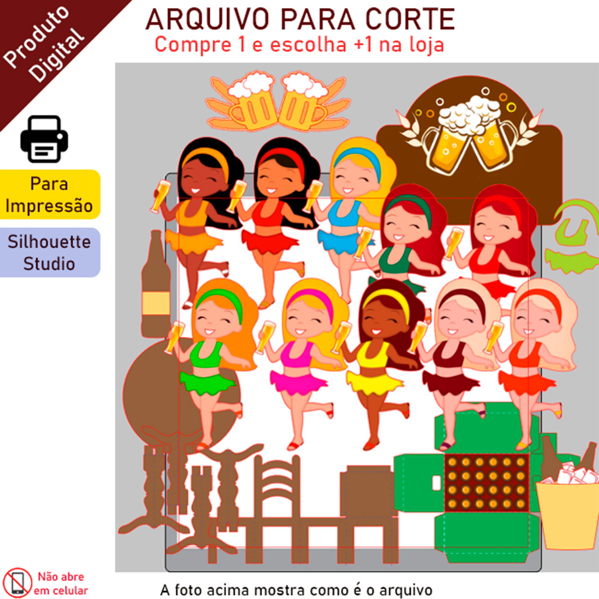 ARQUIVO Topo de bolo Boteco Mulher +1 arquivo da loja
