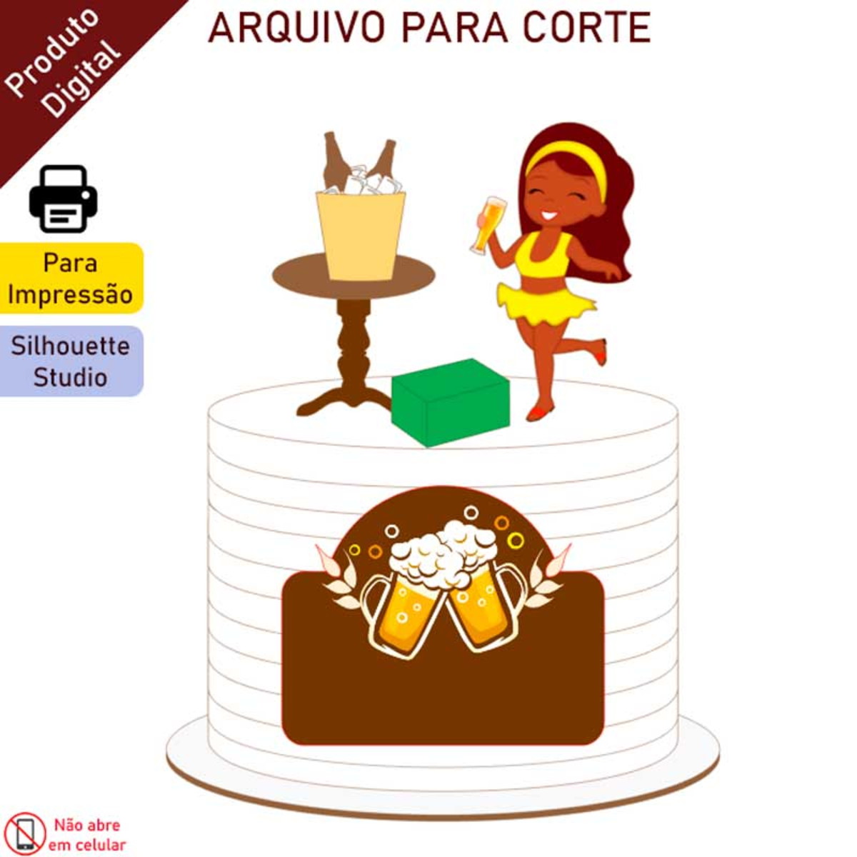 ARQUIVO Topo de bolo Boteco Mulher +1 arquivo da loja - Imagem 2