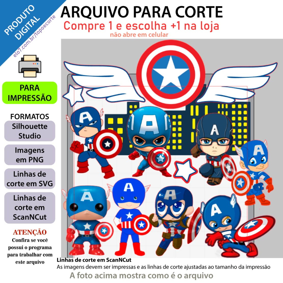 ARQUIVO Topo de bolo Capitão América Baby +1 arquivo da loja - Imagem 2