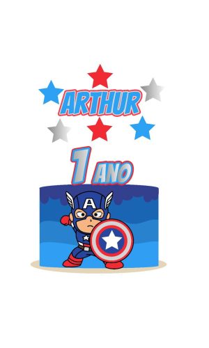 Arquivo topo de bolo capitão américa cute