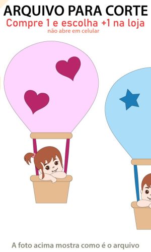Arquivo Topo de Bolo Chá Revelação Bebê no Balão +1 Arquivo