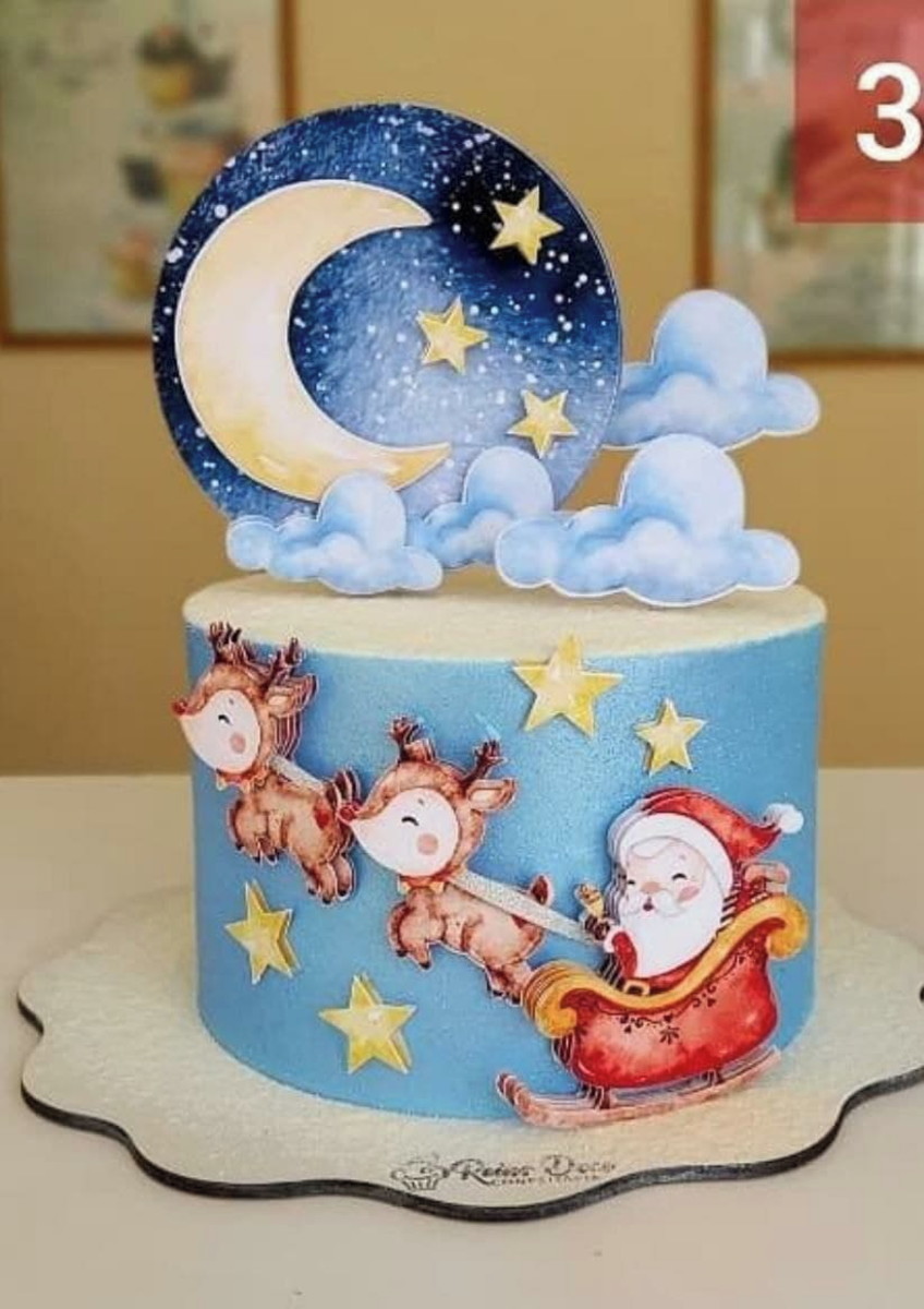 arquivo Topo de bolo de natal aquarelado - Imagem 2