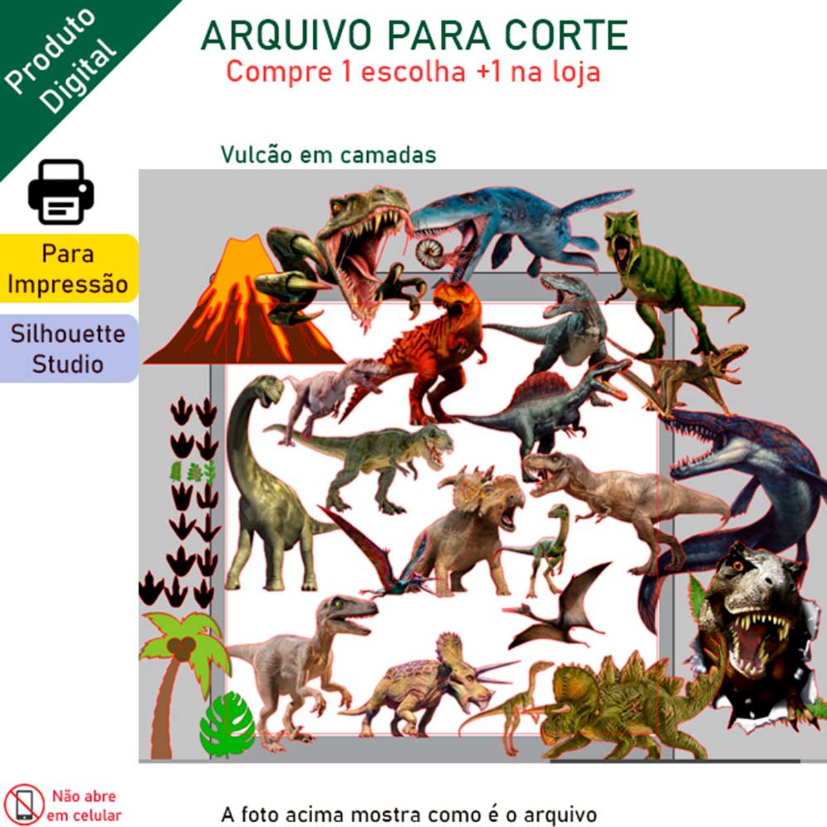 Arquivo Topo de bolo dinossauro +1 tema da loja - Imagem 2