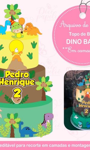 Arquivo Topo de Bolo Dinossauro Baby 3d