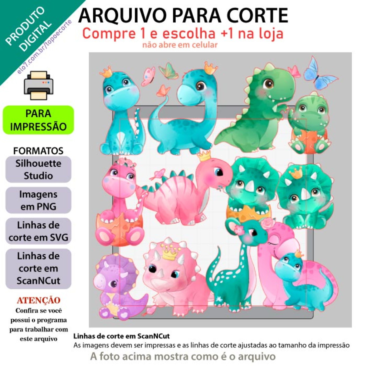 ARQUIVO Topo de bolo Dinossauro Baby Aquarela +1 arquivo
