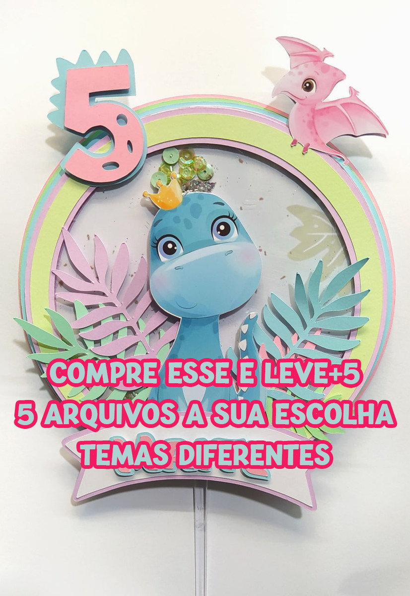 Arquivo Topo de Bolo Dinossauro Shaker . Studio