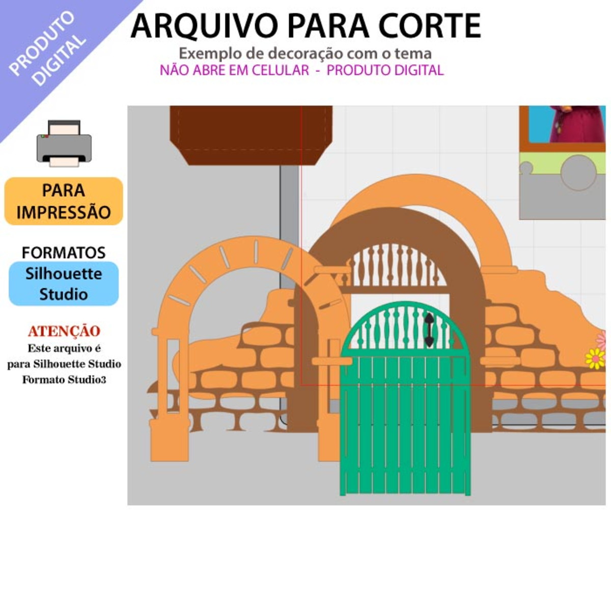 ARQUIVO Topo de bolo Encanto Janelas +1 arquivo da loja - Imagem 2