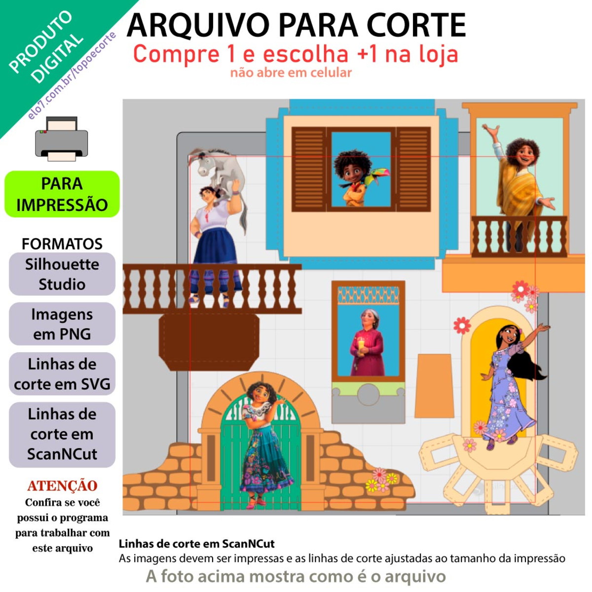 ARQUIVO Topo de bolo Encanto Janelas +1 arquivo da loja