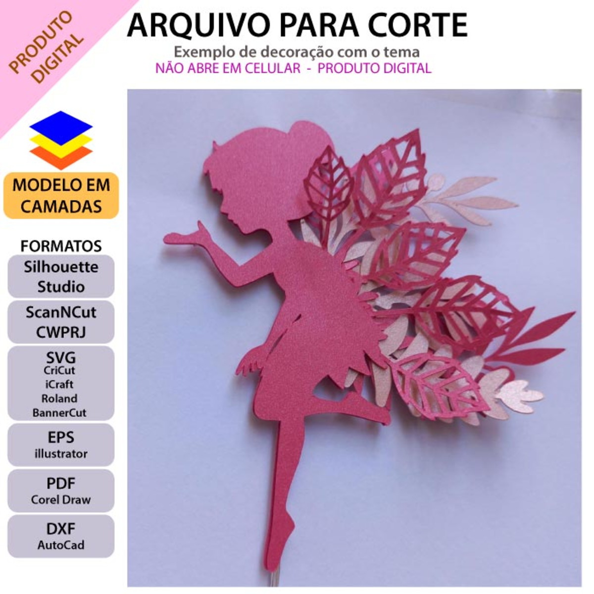 ARQUIVO Topo de bolo Fadinhas Do Bosque +1 arquivo da loja