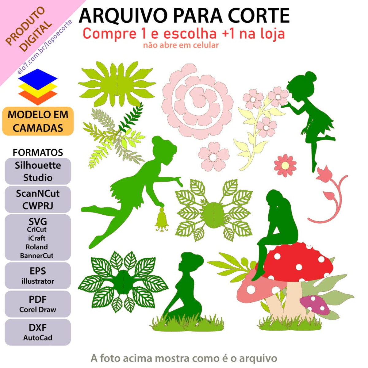 ARQUIVO Topo de bolo Fadinhas Do Bosque +1 arquivo da loja - Imagem 2