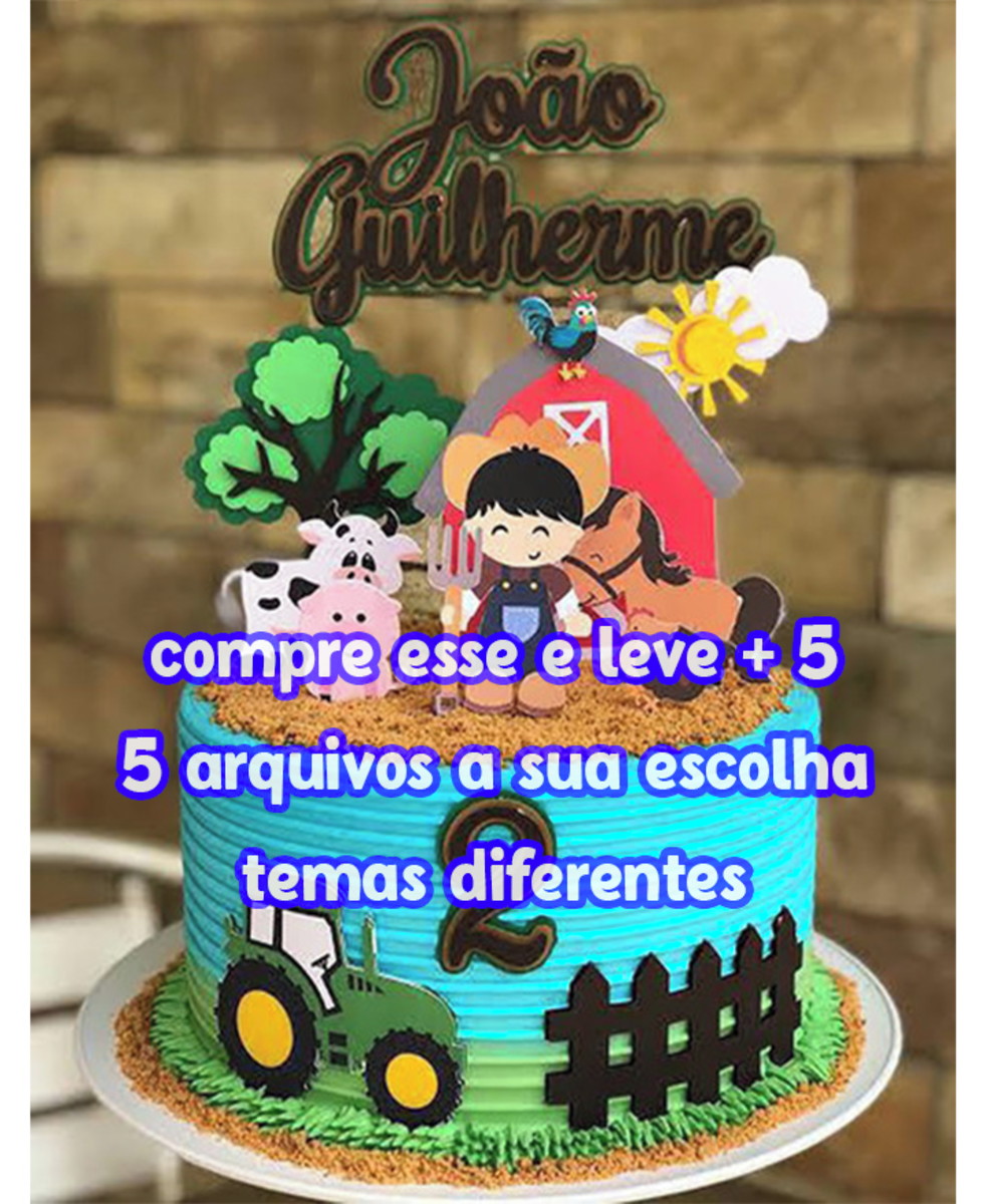 Arquivo Topo de Bolo Fazendinha .studio e pdf - Imagem 2