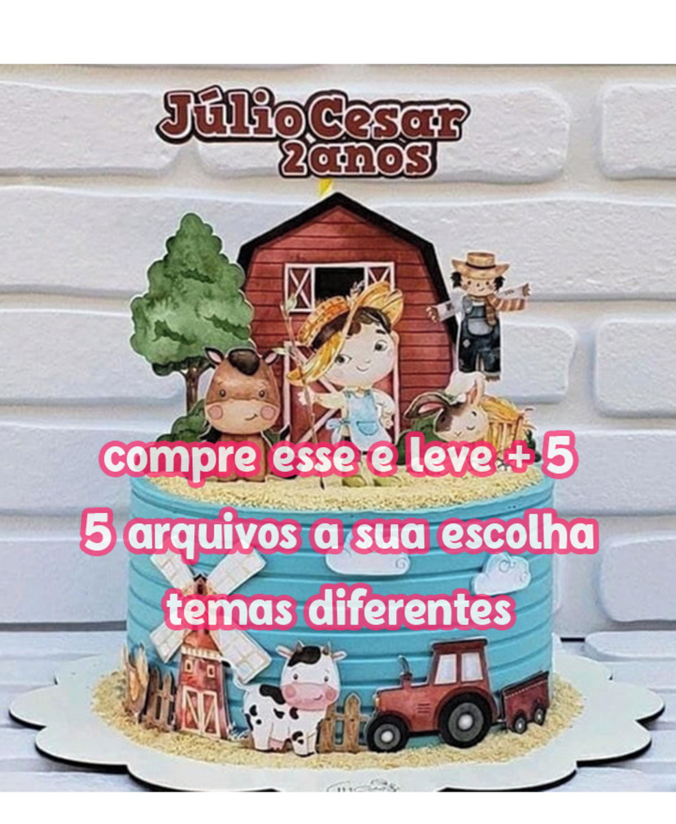 Arquivo Topo de Bolo Fazendinha Aquarelado .studio - Imagem 2
