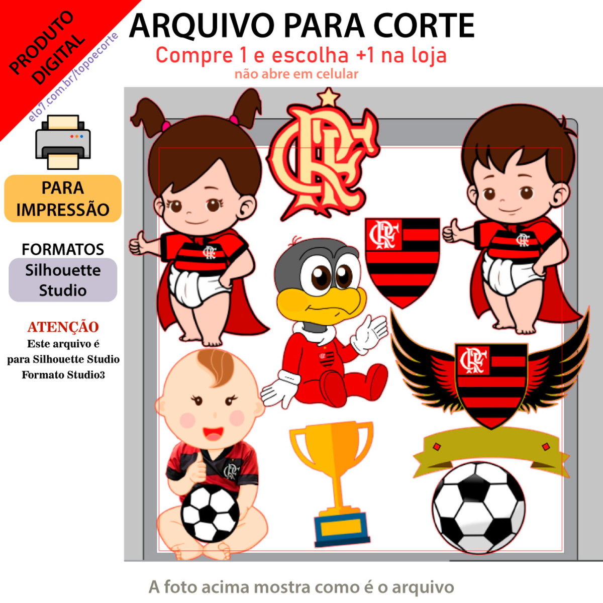 ARQUIVO Topo de bolo Flamengo Bebê +1 arquivo da loja