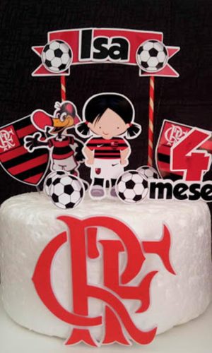 Arquivo Topo de Bolo Flamengo e Kit Flamengo Rosa 3 + Brinde