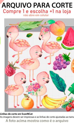 ARQUIVO Topo de bolo Flamingo Aquarela +1 arquivo da loja