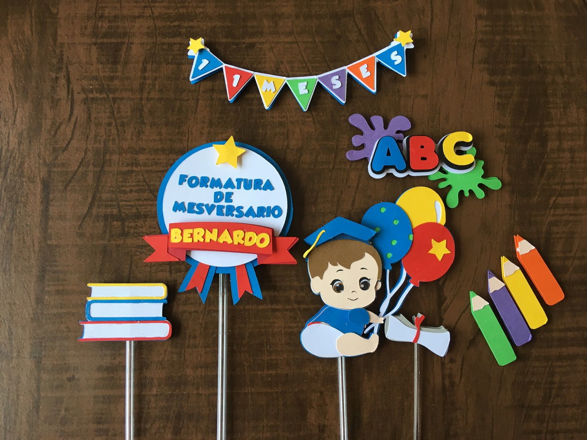 Arquivo Topo de Bolo Formatura Mesversario Menino - Imagem 2