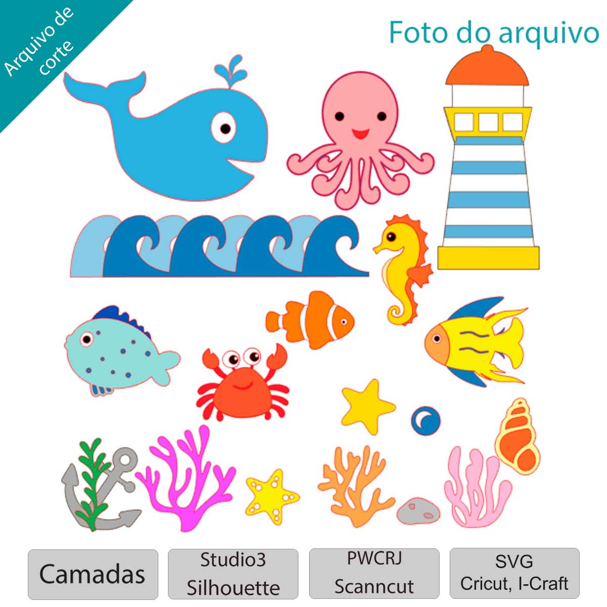 ARQUIVO Topo de bolo Fundo do Mar +1 tema da loja - Imagem 2
