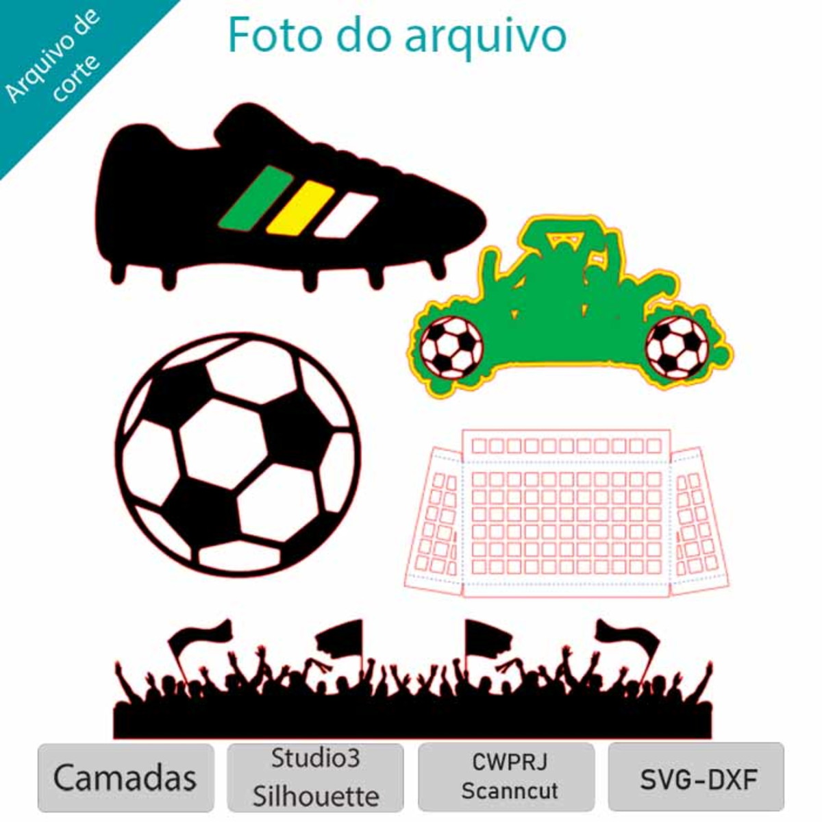 ARQUIVO Topo de bolo futebol em camadas +1 tema - Imagem 2