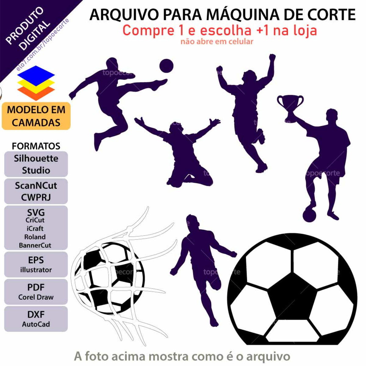 Arquivo Topo de Bolo Futebol Gol +1 Arquivo da Loja