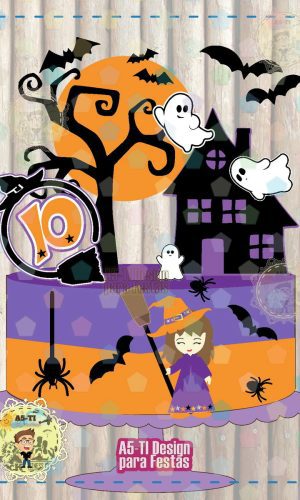 605 - Arquivo Topo de Bolo Halloween em Camadas Studio